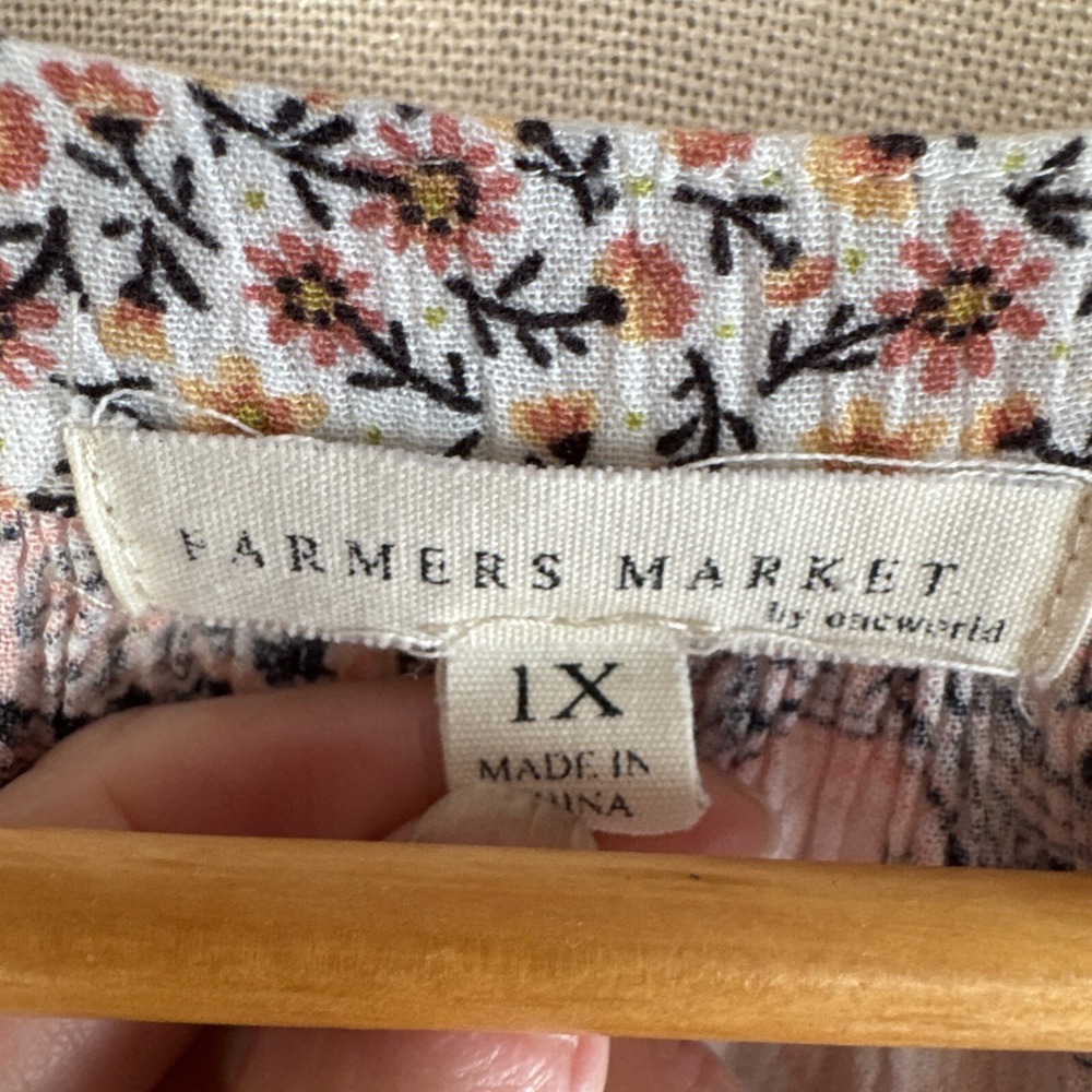 Farmers Market by One World Boho Printed Scoop Neck Flowy Long Sleeve Blouse 1XL - Picture 2 of 8